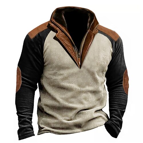 

Herren Sweatshirt Pullover Sweatshirt mit Viertelreißverschluss Weiß Blau Grün Khaki Stehkragen Farbblock Patchwork Sport Natur Täglich Festtage Strassenmode Basic Brautkleider schlicht Frühling