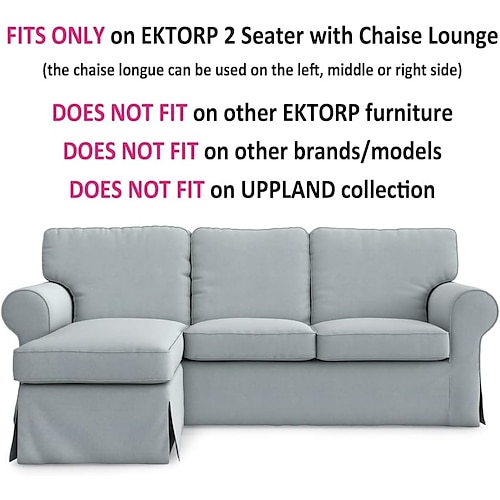 

Ektorp Love Seat with Chaise Cover, Sectional Sofa Cover with Cushion Cover and T Backrest Cover, 2 Seat Ektorp Couch Slipcover for Dogs, Replacement Sofa Furniture Protector IKEA Sofa Cover