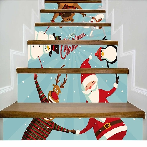 

6 pièces/ensemble autocollants d'escalier de noël 3d autocollants de contremarches d'escalier en perles de noël autocollants autocollants d'escalier amovibles autocollants muraux en vinyle pour