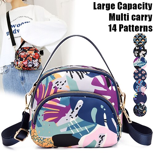 

Damen Umhängetasche Schultertasche Kuppeltasche Nylon Outdoor Einkauf Täglich Reißverschluss Hohe Kapazität Leichtgewichtig Langlebig Karikatur Geometrisch Folk Schwarz-Weiß-Streifen Winde Kleine