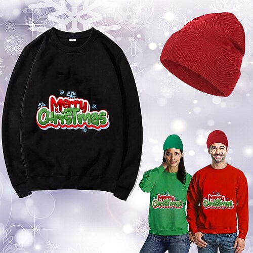 

Noël père Noël Chapeau Pull de Noël Sweatshirt Imprime Art graphique Haut Chapeau Pour Homme Femme Unisexe Adulte Estampage à chaud 100 % Polyester Soirée Festival