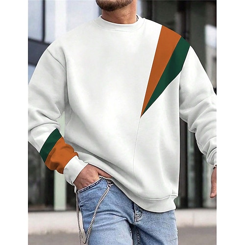 

Herren Sweatshirt Pullover Weiß Rundhalsausschnitt Farbblock Patchwork Sport Natur Täglich Festtage Strassenmode Basic Brautkleider schlicht Frühling Herbst Bekleidung Kapuzenpullover Sweatshirts