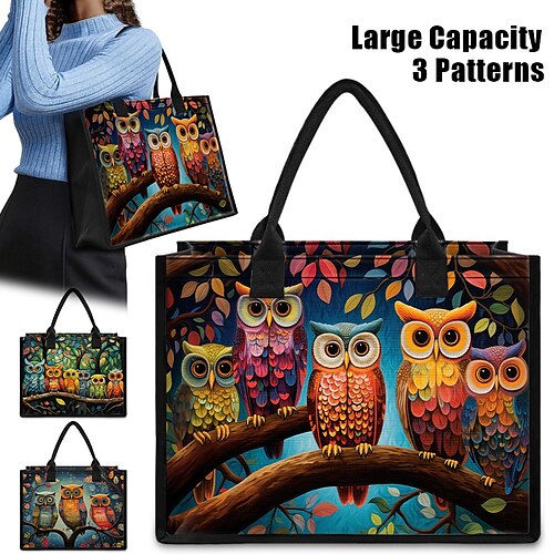 

Women's Handbag Tote Boston Bag Polyester Shopping Daily Travel Print Large Capacity Foldable Lightweight Cartoon Royal Blue Blue Green