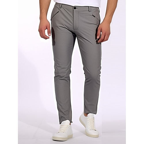 

Men's Trousers Chinos Chino Pants Pleated Pants Button Zipper Pocket Straight Leg Plain Comfort Breathable Business Daily Holiday Cotton Blend Fashion Chic Modern Gray