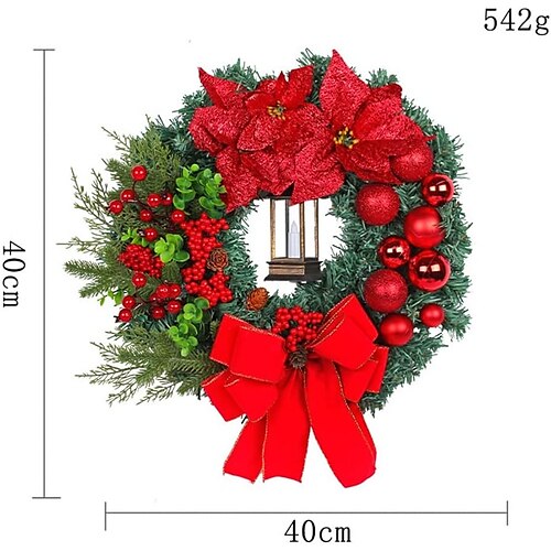 Christmas Flocking Wreath Door Hanging Xmas Garland Decorations ...