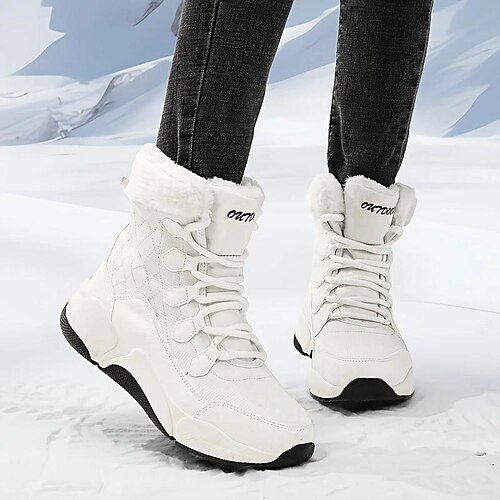 

Femme Bottes Bottes de neige Bottes imperméables Grandes Tailles du quotidien Doublé en Polaire Bottines Bottines Hiver Talon Plat Bout rond Décontractées Confort Polyuréthane Bande élastique Couleur