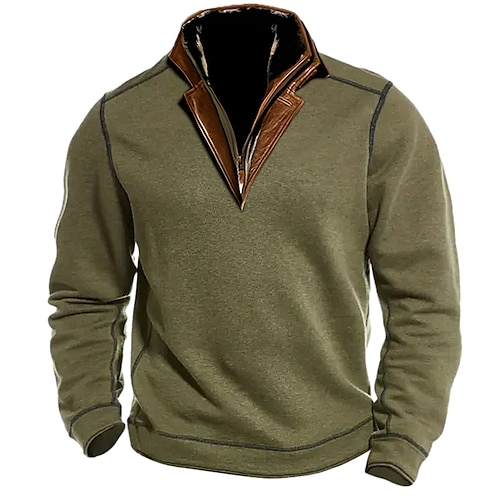 

Hombre Sudadera Sudadera con un cuarto de cremallera Verde Ejército Azul Piscina Caqui Cuello Mao Plano Retazos Deporte Diario Festivos Ropa de calle Básico Casual Primavera Otoño Ropa Sudaderas