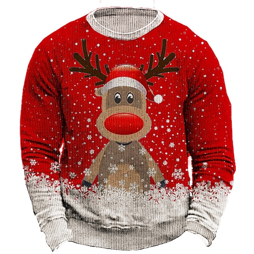 

Reindeer Snowflake Casual Men's Print Knitting Ugly Christmas Sweater Pullover Sweater Jumper Knitwear Outdoor Daily Vacation Christmas Long Sleeve Crewneck Sweaters Wine Blue Green Fall Winter S M L