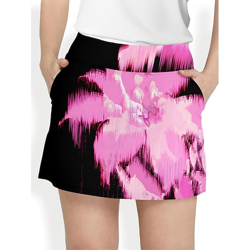 

Mujer Falda de tenis falda de golf Transpirable Secado rápido Dispersor de humedad Ropa de tenis Ropa de golf Ajuste regular 2 en 1 Bolsillo para tee de golf Floral Verano Tenis Golf pepinillo