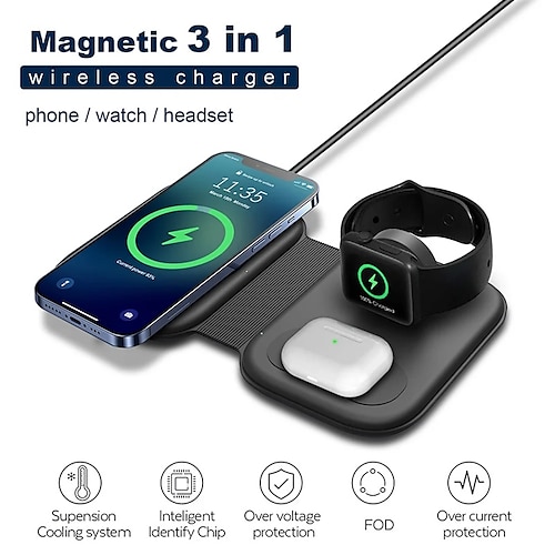 

3 In 1 Wireless Charger Stand For IPhone 14 13 12 11 XR XS Apple Watch Fast Charging Dock Cable Station for Airpods Pro IWatch 8