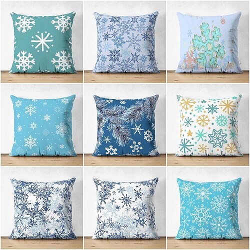 

Christmas Snowflakes Xmas Decorative Toss Pillows Cover 1PC Soft Square Cushion Case Pillowcase for Bedroom Livingroom Sofa Couch Chair