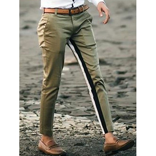 

Homme Pantalon Chino Pantalons décontractés Bouton Poche marinière Confort Respirable Extérieur du quotidien Sortie Mélange de Coton Mode Décontractées Vert