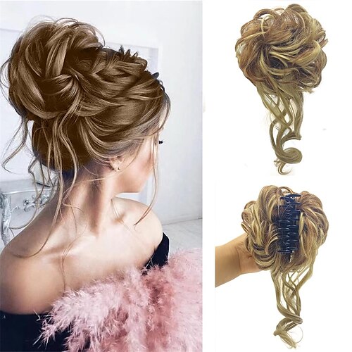 

Claw Clip Messy Bun Hair Piece Tousled Updo Hair Buns Extension Elastic Hair Band Hair Pieces Curly Hair Bun Scrunchie For Women