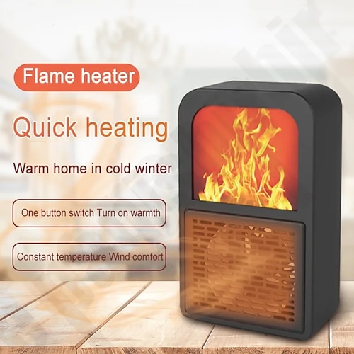 

3D Simulation Flame Heater Portable Mini Heater Low Noise Quickly Heating Home Office Desk Warm Wind Heater Warming Heater