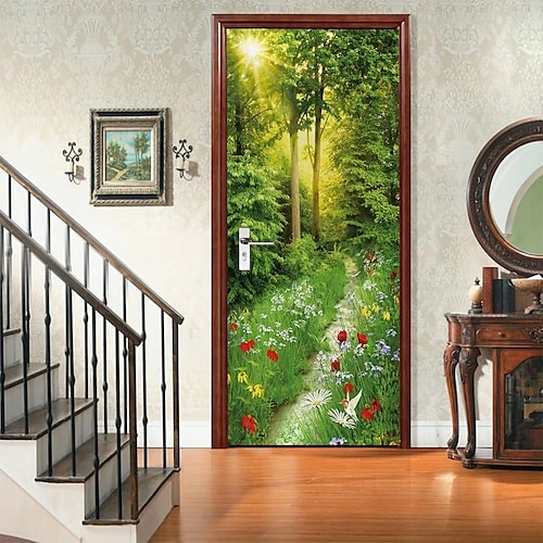 

Floral Forest Door Covers Door Tapestry Door Curtain Decoration Backdrop Door Banner for Front Door Farmhouse Holiday Party Decor Supplies