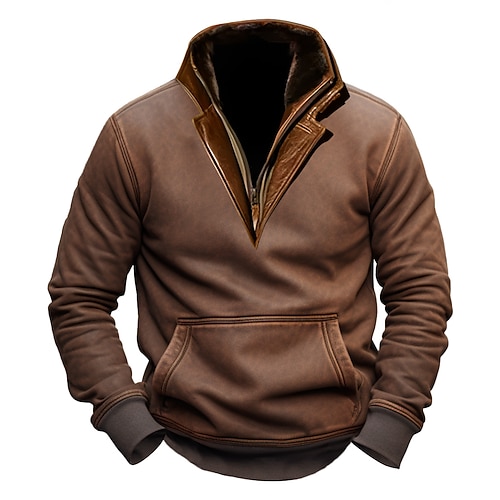 

Herren Sweatshirt Pullover Sweatshirt mit Viertelreißverschluss Schwarz Blau Braun Kaffee Troyer Halber Reißverschluss Glatt Tasche Sport Natur Täglich Festtage Strassenmode Basic Brautkleider