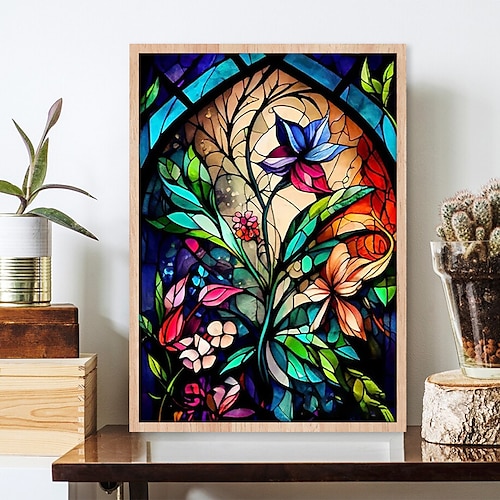 

1pc Floral DIY Diamond Painting Glass Crystal Painted Multicolor Flowers Diamond Painting Handcraft Home Gift Without Frame