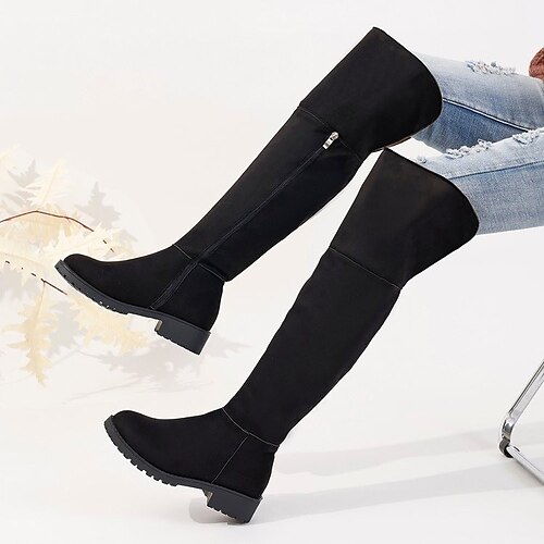 

Damen Stiefel Springerstiefel Motorradstiefel Übergrössen Outdoor Täglich Stiefel über Knie Kniehohe Stiefel Winter Blockabsatz Runde Zehe Elegant Vintage Modisch Wildleder Reißverschluss Schwarz