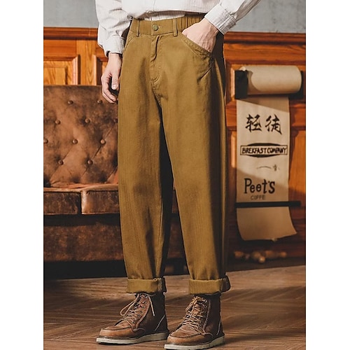 

Homme Pantalon Chino Pantalon chino Poche Jambe droite Plein Confort Respirable Extérieur du quotidien Sortie Mélange de Coton Mode Décontractées Noir Marron