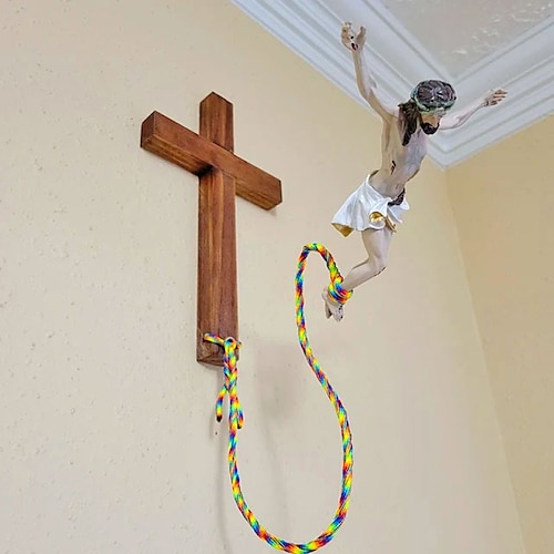 

Bungee-Jumping-Jesus, religiöse Dekoration, Oster-Kreuz-Dekorationen, Oster-Ambiente, dekorative Ornament-Wanddekorationen