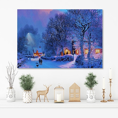 

Tela de arte de parede de paisagem, cidade de inverno, cenas de neve, impressões e pôsteres, imagens de paisagem, pintura decorativa em tecido para sala de estar, fotos sem moldura