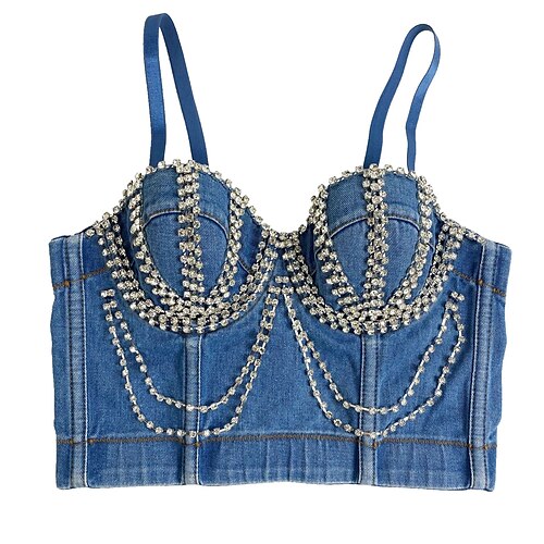 

Sensual Y2K Año 2000 Faja Parte superior del tubo Top tank sujetador push up Top corto con corpiño Chica gótica Mujer Con Cuentas Cosplay Disfraz Carnaval Fiesta Club nocturno Ropa de Fiesta Chalecos