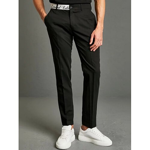 

Men's Trousers Chinos Casual Pants Button Pocket Plain Comfort Breathable Outdoor Daily Going out Cotton Blend Fashion Casual Black