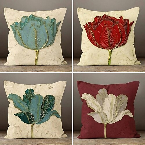 

Floral Double Side Pillow Cover 1PC Soft Decorative Square Cushion Case Pillowcase for Bedroom Livingroom Sofa Couch Chair