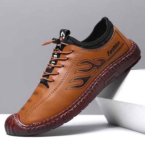 

Homme Oxfords Rétro Marche Décontractées du quotidien Cuir Confortable Bottine / Demi Botte Mocassins Brun foncé Noir Café Printemps Automne