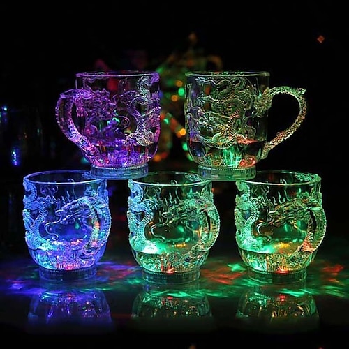 

Светодиодный мигающий свет, индуктивный цвет радуги, пивной стакан, кружка для виски (форма дракона) er