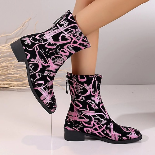 

Mulheres Botas Botas de Moto Tamanhos Grandes Ao ar livre Trabalho Diário Botas Botas Tornozelo Sem Salto Dedo Apontado Casual Conforto Minimalismo Couro Sintético zíper Galáxia Vermelho Azul Roxo