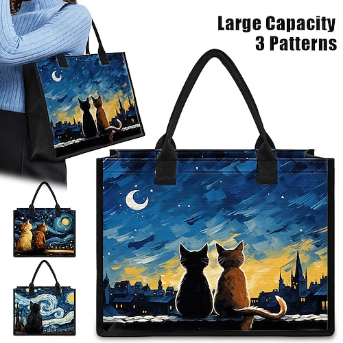 

Femme Sac à main Fourre-tout Sac Boston Polyester Achats du quotidien Voyage Imprimé Grande Capacité Pliable Poids Léger Bande dessinée Chat bleu marine Bleu Bleu de minuit