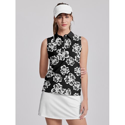 

Mujer Camisas de polo Negro Sin Mangas Camiseta Floral Ropa de golf Ropa Trajes Ropa Ropa