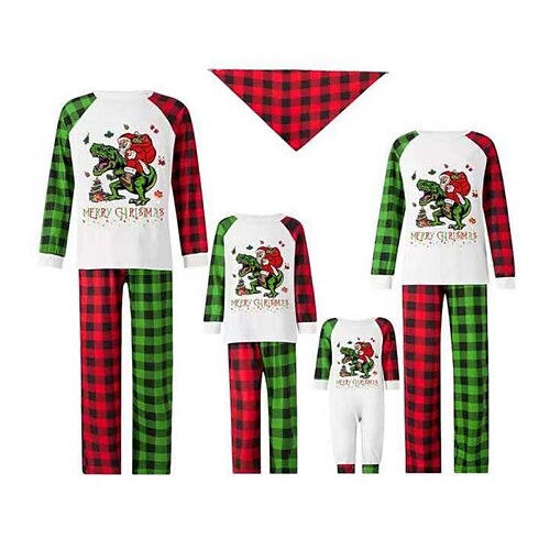 

Familie Weihnachten Pyjamas Tier Heim Bedruckt Grün Langarm Mama und ich Outfits Aktiv Passende Outfits