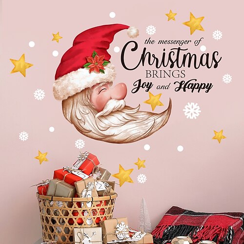 

natal papai noel, adesivos de janela de natal, adesivos de vinil impermeáveis removíveis de árvore de natal, adequados para sala de estar, quarto, decoração de casa, decoração de natal