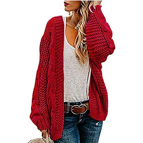 

Damen Strickjacke V Ausschnitt Gedrehtes Stricken Acryl Strick Herbst Winter Standard Outdoor Täglich Ausgehen Modisch Strassenmode Brautkleider schlicht Langarm Feste Farbe Schwarz Gelb Rote S M L