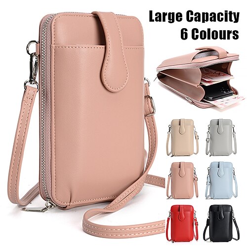 

Mulheres Bolsa crossbody Bolsa de ombro Bolsa para celular Couro PU Ao ar livre Compras Diário Ziper Grande Capacidade Prova-de-Água Leve Côr Sólida Preto Rosa Vermelho