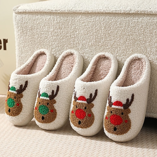 

Snowman Santa Claus Slippers Men's Women's Christmas Christmas Christmas Eve Adults' Party Christmas Polyester Shoes