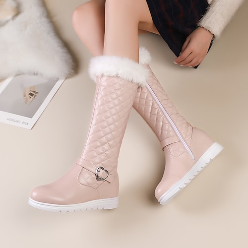 

Women's Boots Snow Boots Winter Boots Comfort Shoes Daily Winter Hidden Heel Cute Comfort Faux Leather Black White Pink