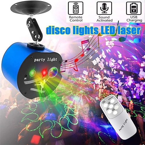 

Mini luz de palco a laser luz de bola de discoteca controlada por voz projetor led rgb com controle remoto cabo de alimentação usb decoração de natal dia das bruxas bar ktv bar presentes de dança