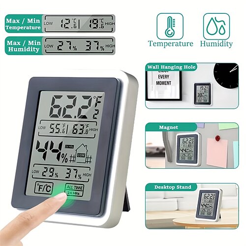 

LCD interior digital medidor de temperatura y humedad sensor pantalla táctil hogar higrómetro digital termómetro