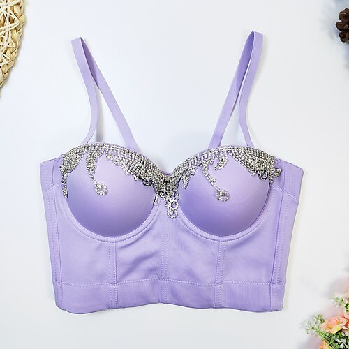 

Sensual Y2K Ano 2000 Corpete Tubo Superior Regata Sutiã push-up Top curto corpete Garota gótica Mulheres Perfuração a Quente Cosplay Ocasiões Especiais Carnaval Festa Boate Clubwear Colete