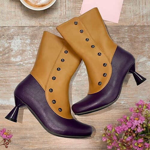 

Mujer Botas Botas con botones Bullock Zapatos Tallas Grandes Exterior Diario Color sólido Botines Botines Invierno Tacón de gatito Tacón de Aguja Dedo redondo Elegante Vintage Moda Cuero Sintético