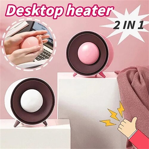 

2 in 1 Desktop blattlose Heizung Handwärmer Haushalt kleine Heizung Büro Desktop tragbare elektrische Heizung Heißluftventilator Ventilator