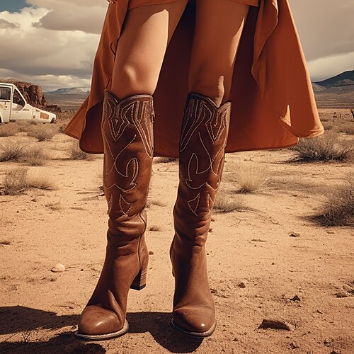 

Mujer Botas Botas de ciclista Botas cowboy Exterior Diario Botas hasta la rodilla Verano Invierno Talón de bloque Tacón Cuadrado Punk Vacaciones Vintage Cuero Sintético Marrón