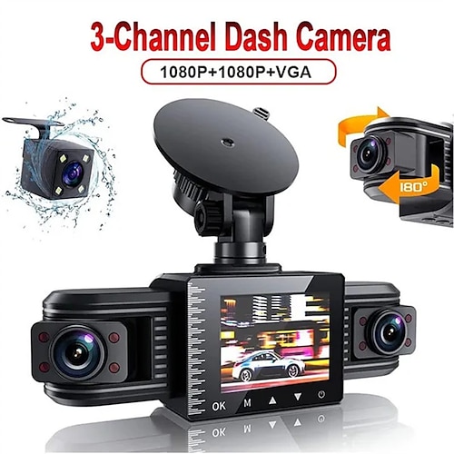 

1080p Nuevo diseño / Full HD / con cámara trasera DVR del coche 170 Grados Gran angular 2 pulgada IPS Dash Cam con Visión nocturna / Detección de Movimiento / Grabación en Bucle Registrador de coche