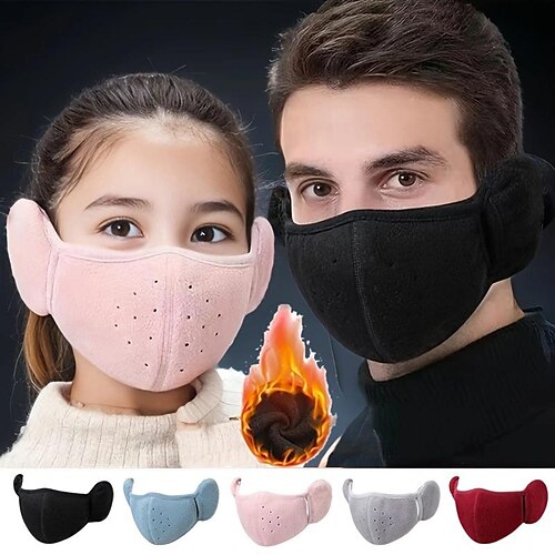 

1 unid invierno cálido polar máscara orejeras color sólido unisex a prueba de frío cara cubierta ciclismo al aire libre senderismo máscara de esquí calentador de oídos para mujeres hombres