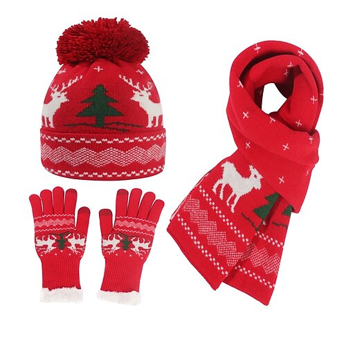 

Costume de père noël Gants Chapeau écharpe Femme Fille Port quotidien Noël Noël Nouvel an Enfant Adulte Soirée Noël Vacances 100% Acrylique Gants Echarpe Chapeau