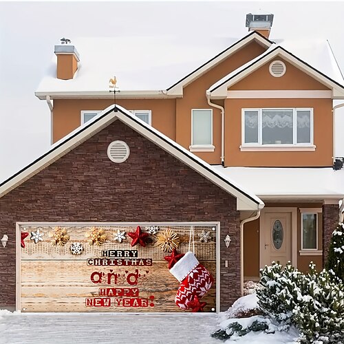 

Cubierta de puerta de garaje al aire libre de Navidad, cartel de puerta de Navidad, regalo decorativo, mural de puerta grande, telón de fondo de Navidad, decoración para vacaciones, decoraciones de