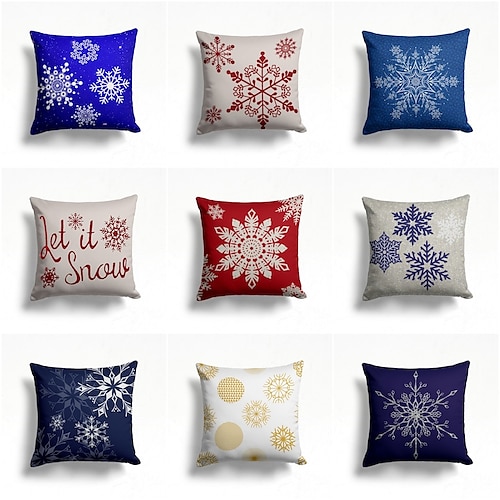 

Housse de coussin décorative en forme de flocons de neige de noël, 1 pièce, taie d'oreiller carrée douce pour chambre à coucher, salon, canapé, chaise